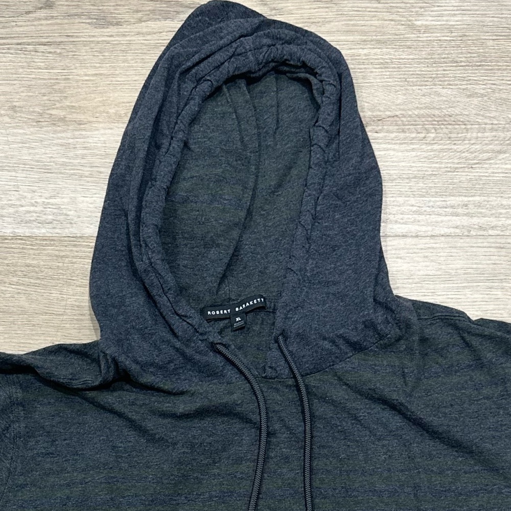 Robert Barakett "Talbert" stripe gray hoodie XL Mens long sleeve top